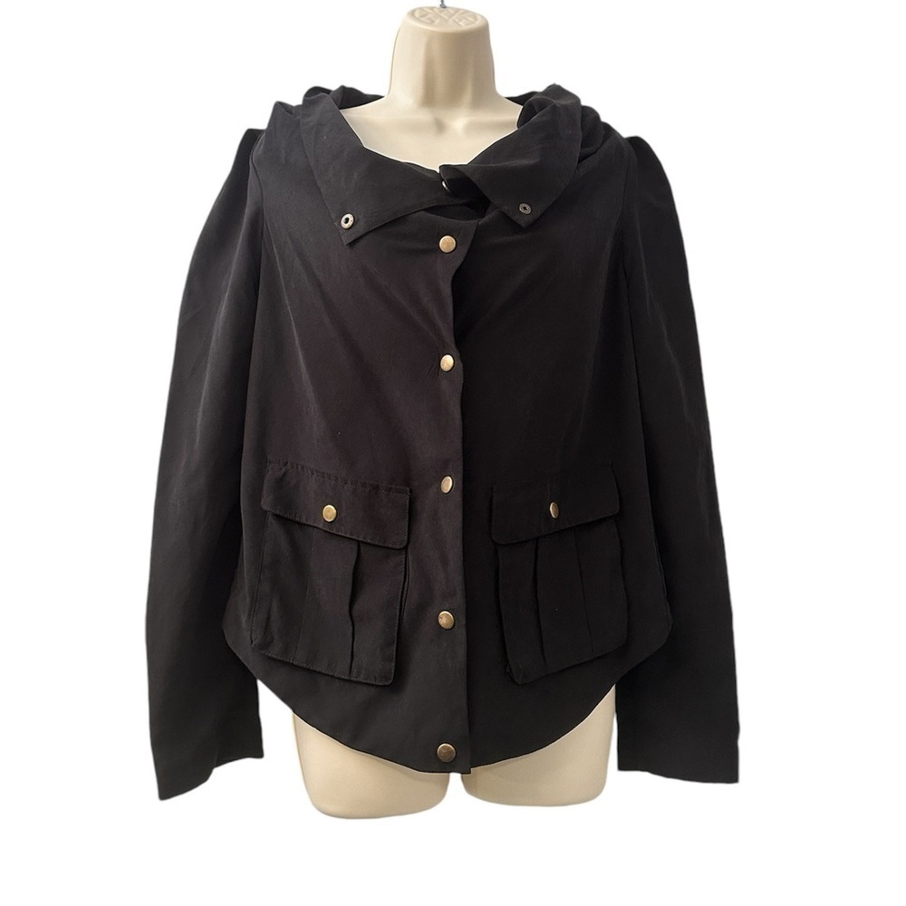 Jack Women’s Lightweight Asymmetrical Snap Button Jacket, Black, Size Medium